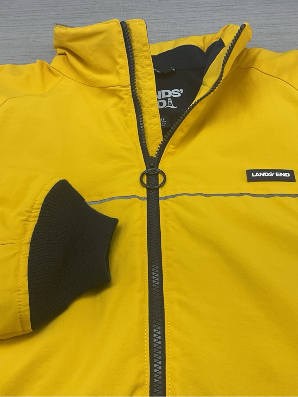 Lands' End Classic Squall Jacket Yellow Full Zip Lined Insulated Mens Size 2XL